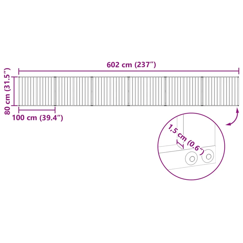 Šunų vartai 6 pcs Juodas 100 x 80 cm Cinkuota plienas