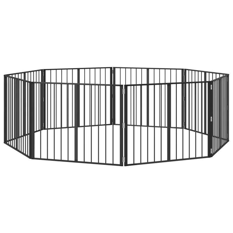 Šunų vartai 8 pcs Juodas 100 x 80 cm Cinkuota plienas