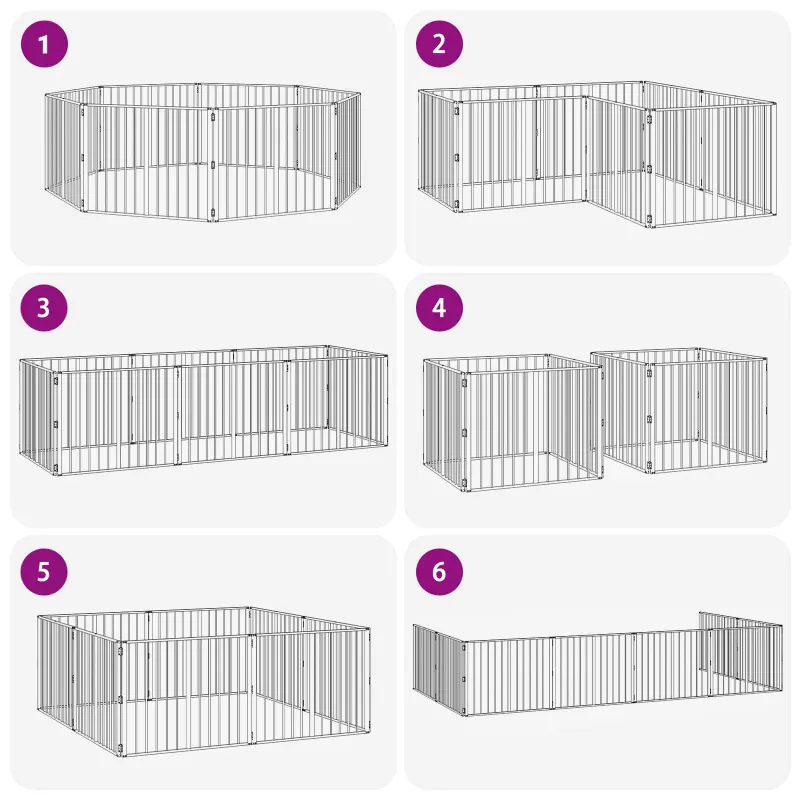 Šunų vartai 8 pcs Juodas 100 x 80 cm Cinkuota plienas