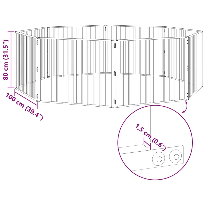 Šunų vartai 8 pcs Juodas 100 x 80 cm Cinkuota plienas