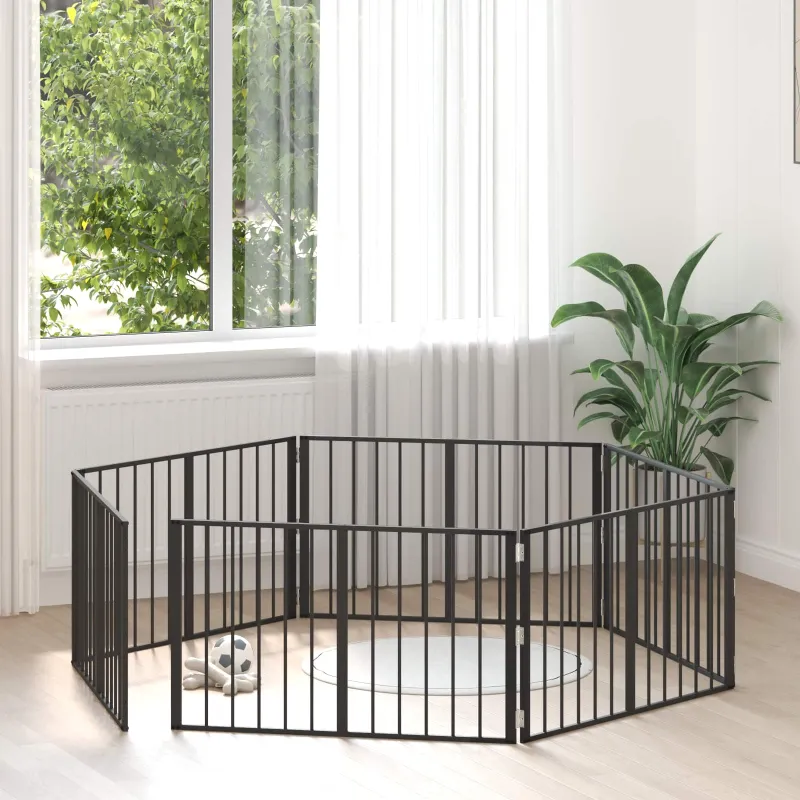 Šunų vartai 6 pcs Juodas 100 x 60 cm Cinkuota plienas