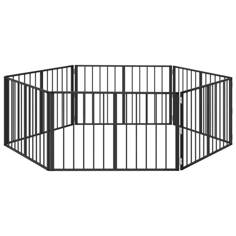Šunų vartai 6 pcs Juodas 100 x 60 cm Cinkuota plienas