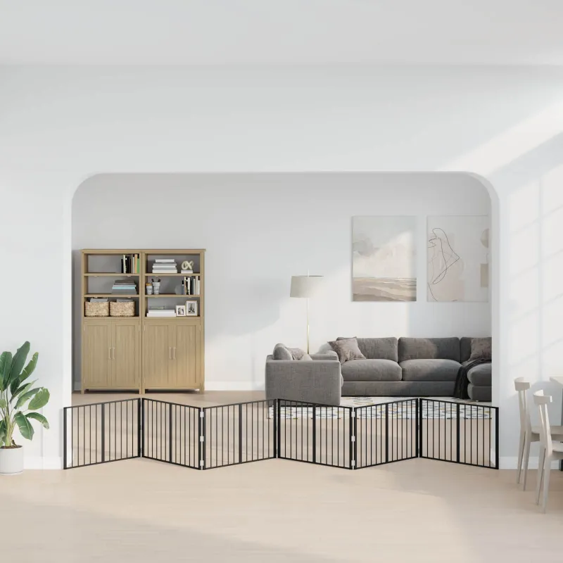 Šunų vartai 6 pcs Juodas 100 x 60 cm Cinkuota plienas