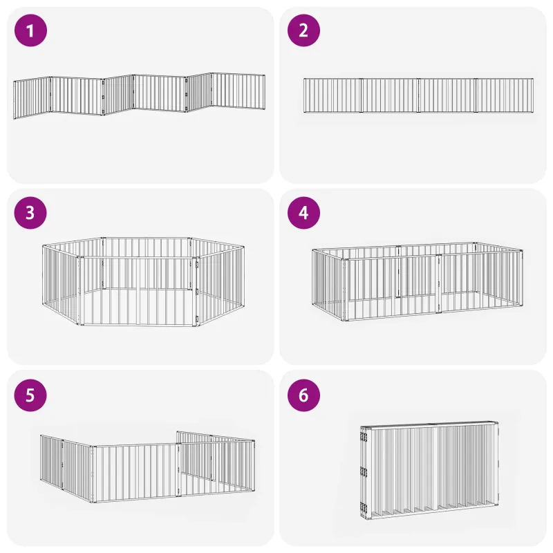 Šunų vartai 6 pcs Juodas 100 x 60 cm Cinkuota plienas