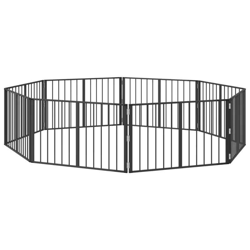 Šunų vartai 8 pcs Juodas 100 x 60 cm Cinkuota plienas