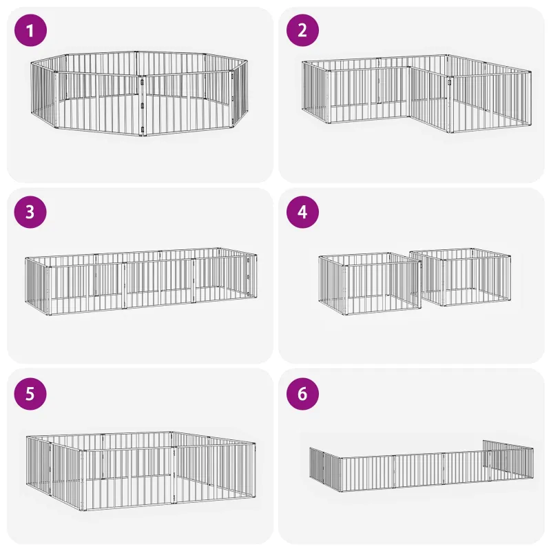 Šunų vartai 8 pcs Juodas 100 x 60 cm Cinkuota plienas
