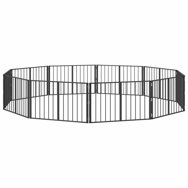 Šunų vartai 10 pcs Juodas 100 x 60 cm Cinkuota plienas