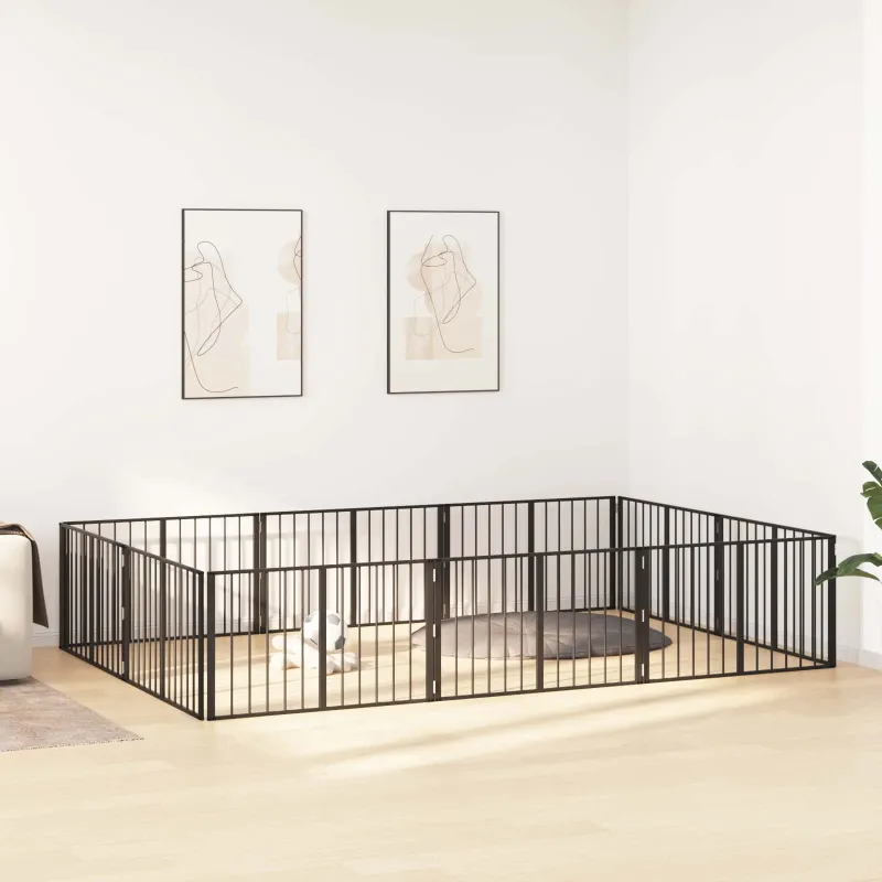 Šunų vartai 10 pcs Juodas 100 x 60 cm Cinkuota plienas