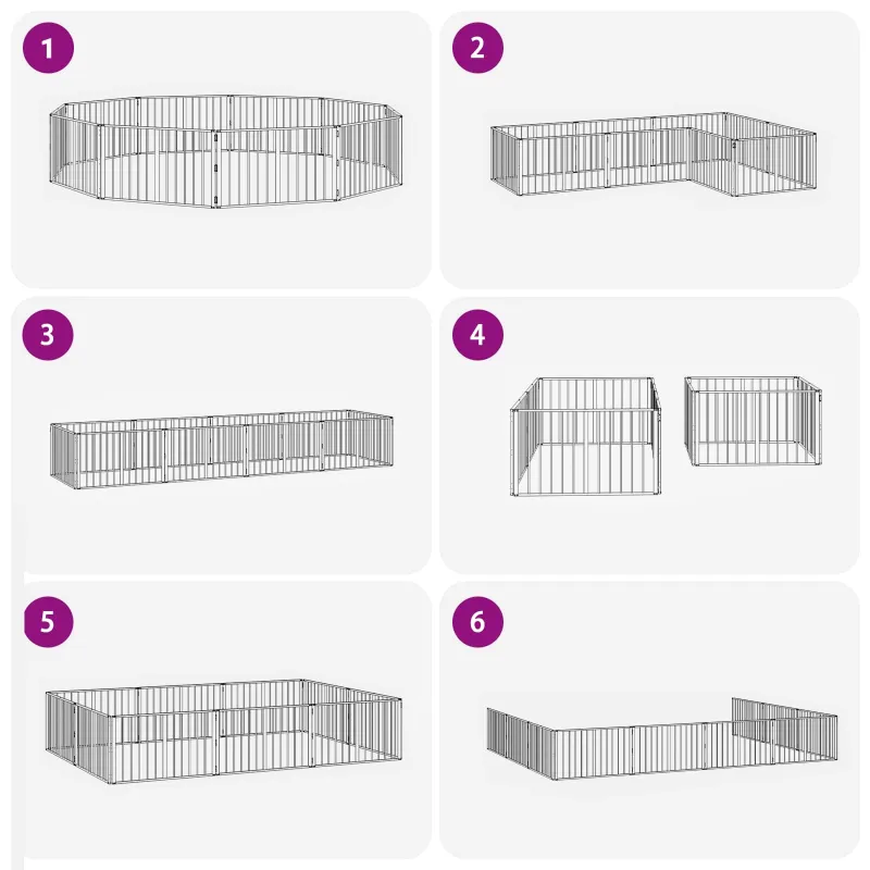 Šunų vartai 10 pcs Juodas 100 x 60 cm Cinkuota plienas