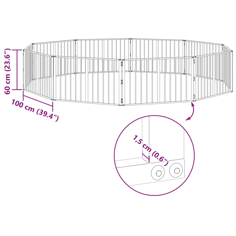 Šunų vartai 10 pcs Juodas 100 x 60 cm Cinkuota plienas