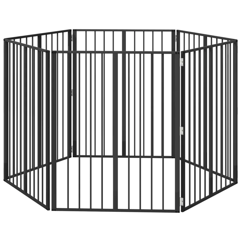 Šunų vartai 6 pcs Juodas 80 x 100 cm Cinkuota plienas