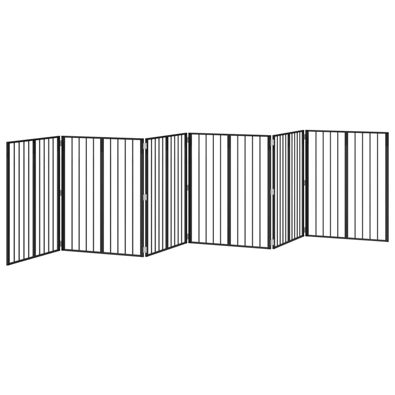 Šunų vartai 6 pcs Juodas 80 x 100 cm Cinkuota plienas