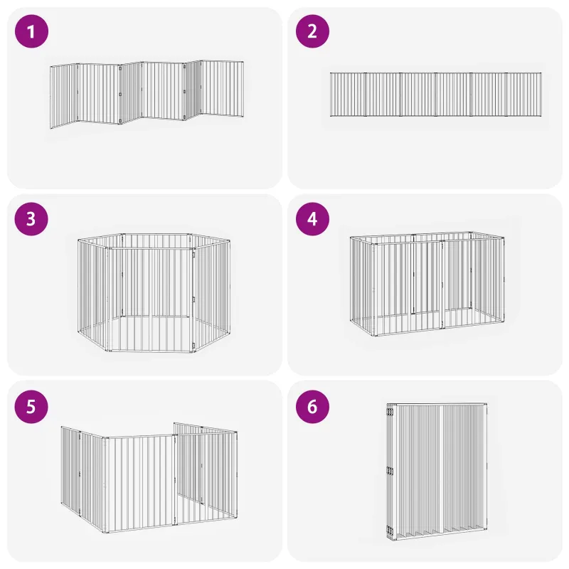 Šunų vartai 6 pcs Juodas 80 x 100 cm Cinkuota plienas