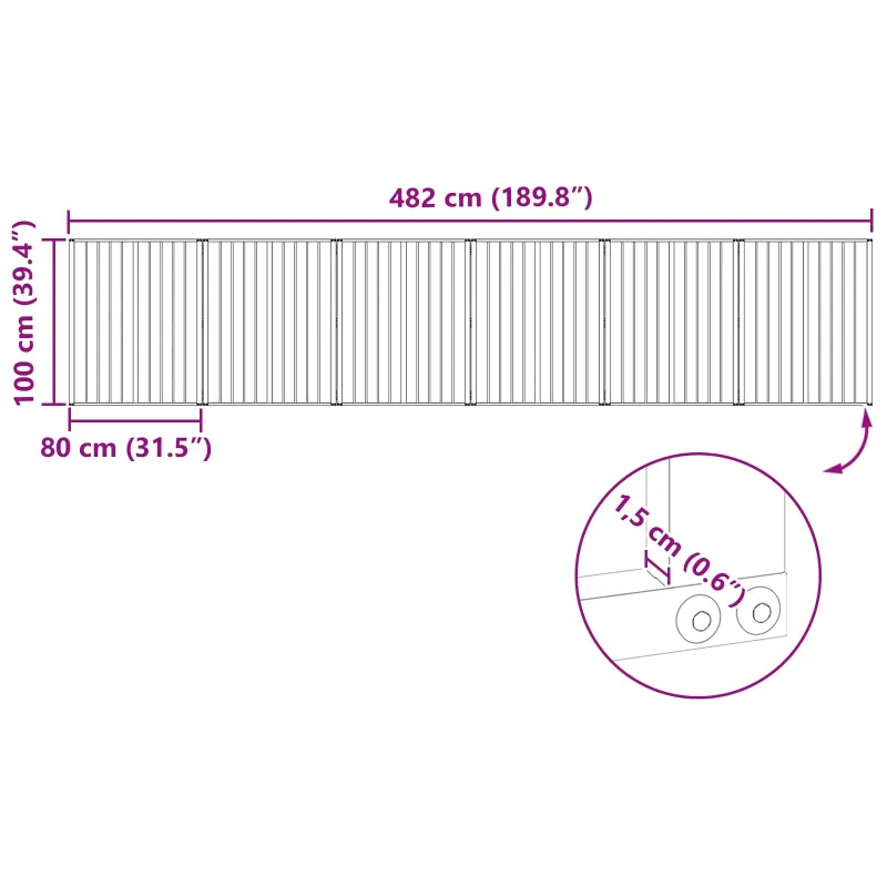 Šunų vartai 6 pcs Juodas 80 x 100 cm Cinkuota plienas