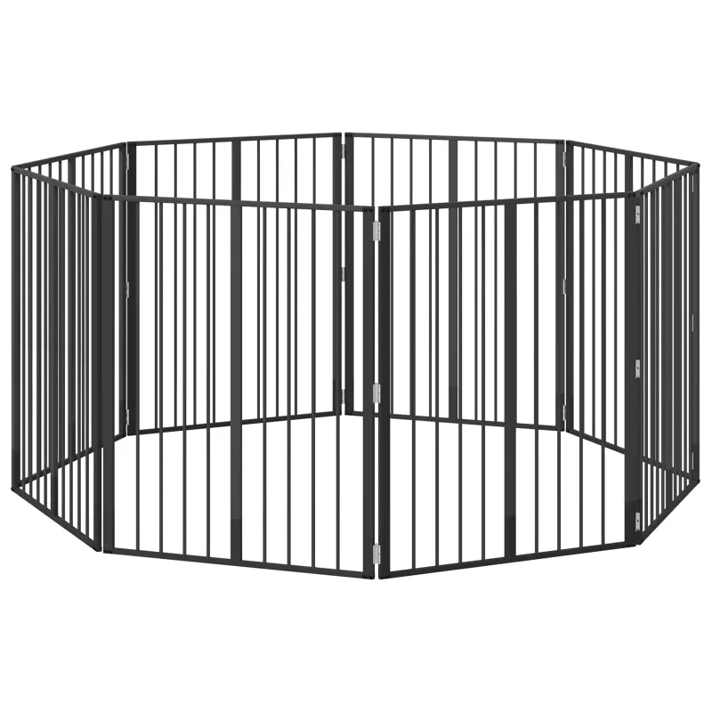Šunų vartai 8 pcs Juodas 80 x 100 cm Cinkuota plienas