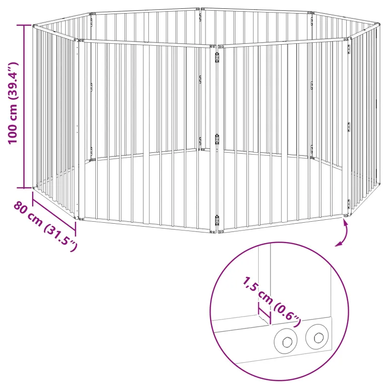 Šunų vartai 8 pcs Juodas 80 x 100 cm Cinkuota plienas