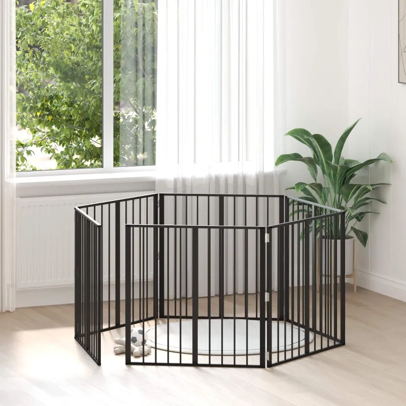 Šunų vartai 6 pcs Juodas 80 x 80 cm Cinkuota plienas