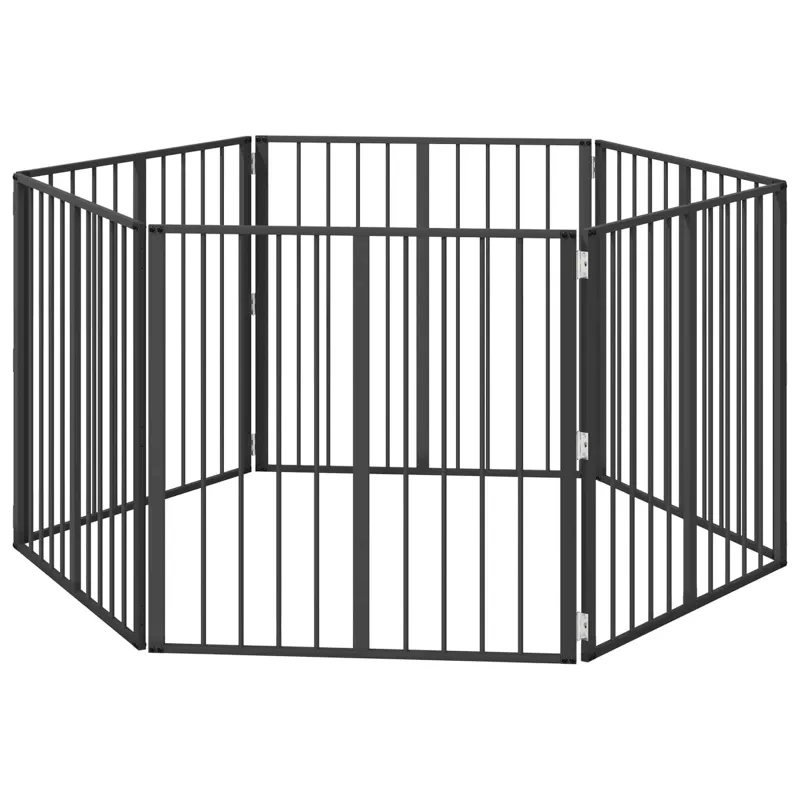 Šunų vartai 6 pcs Juodas 80 x 80 cm Cinkuota plienas