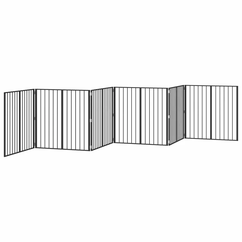 Šunų vartai 6 pcs Juodas 80 x 80 cm Cinkuota plienas