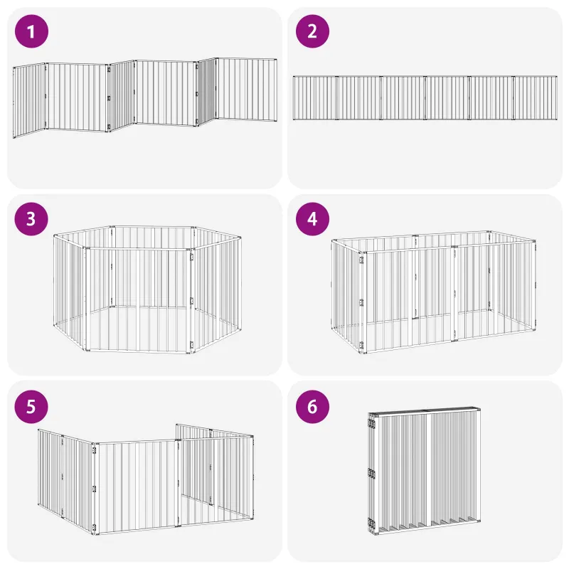 Šunų vartai 6 pcs Juodas 80 x 80 cm Cinkuota plienas