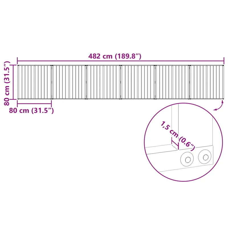 Šunų vartai 6 pcs Juodas 80 x 80 cm Cinkuota plienas