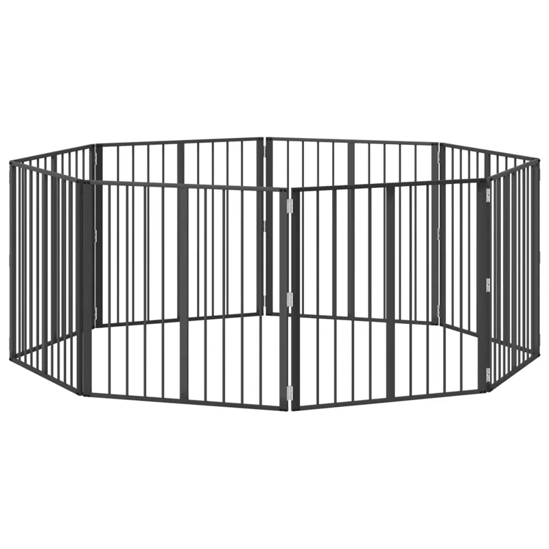 Šunų vartai 8 pcs Juodas 80 x 80 cm Cinkuota plienas