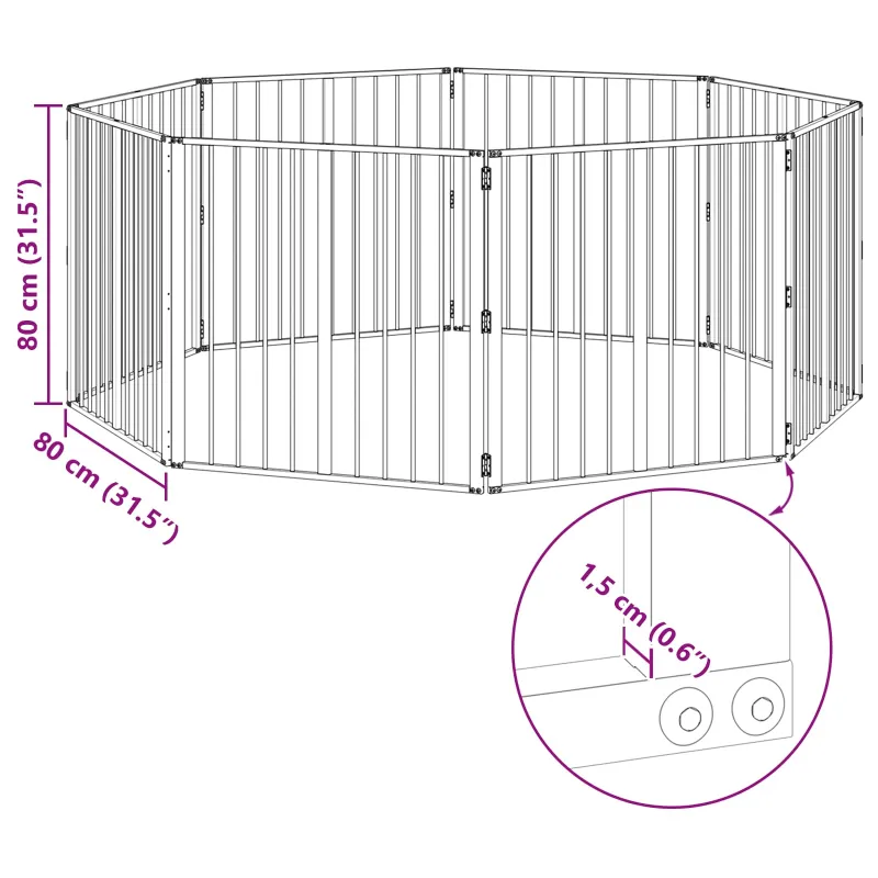 Šunų vartai 8 pcs Juodas 80 x 80 cm Cinkuota plienas