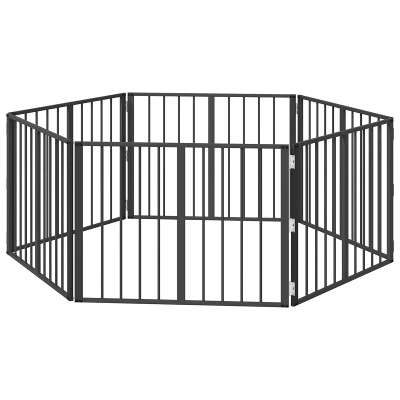 Šunų vartai 6 pcs Juodas 80 x 60 cm Cinkuota plienas