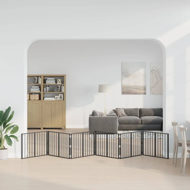 Šunų vartai 6 pcs Juodas 80 x 60 cm Cinkuota plienas