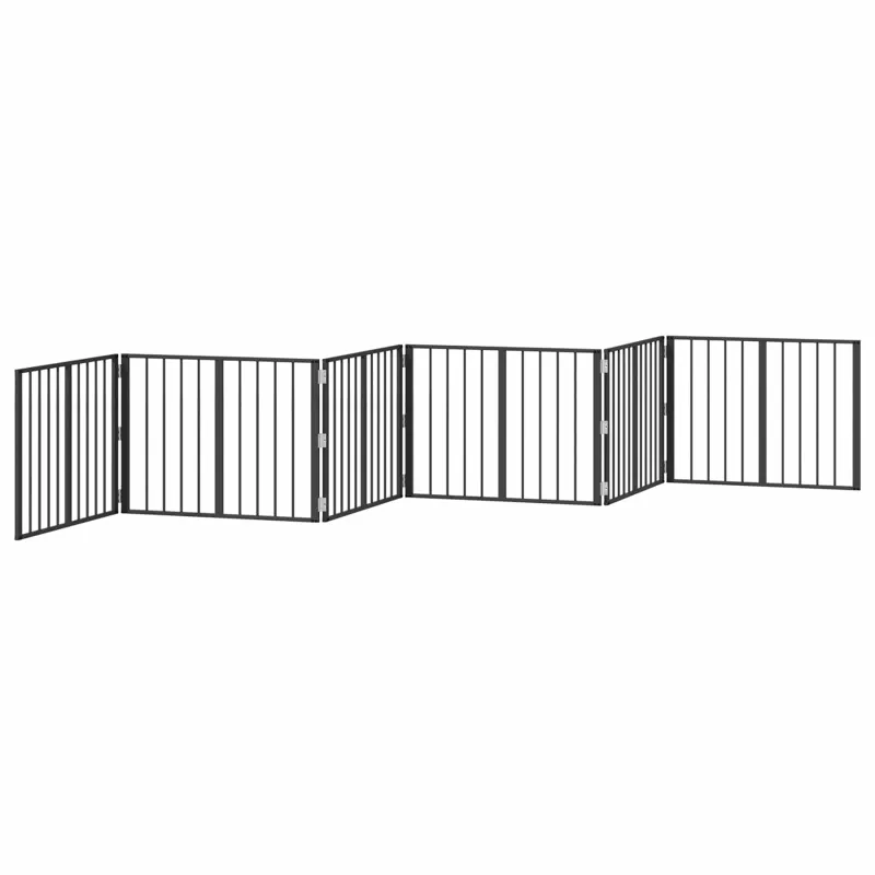 Šunų vartai 6 pcs Juodas 80 x 60 cm Cinkuota plienas