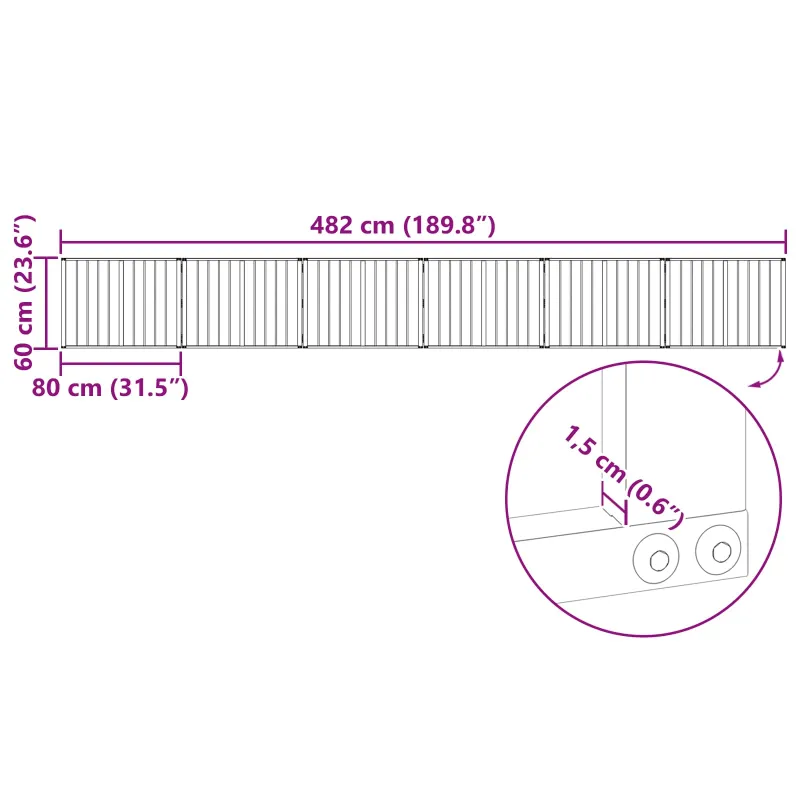 Šunų vartai 6 pcs Juodas 80 x 60 cm Cinkuota plienas