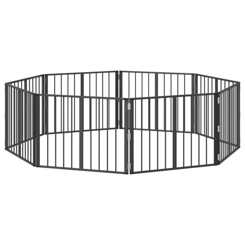 Šunų vartai 8 pcs Juodas 80 x 60 cm Cinkuota plienas
