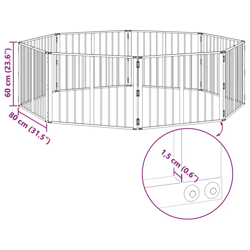 Šunų vartai 8 pcs Juodas 80 x 60 cm Cinkuota plienas