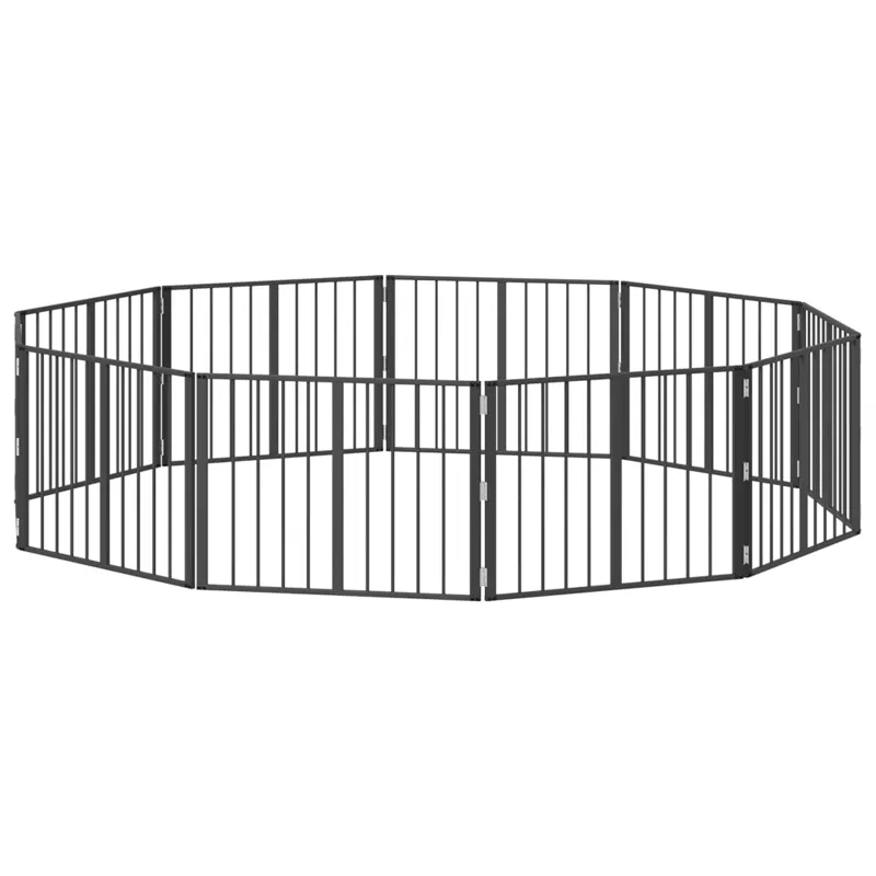 Šunų vartai 10 pcs Juodas 80 x 60 cm Cinkuota plienas