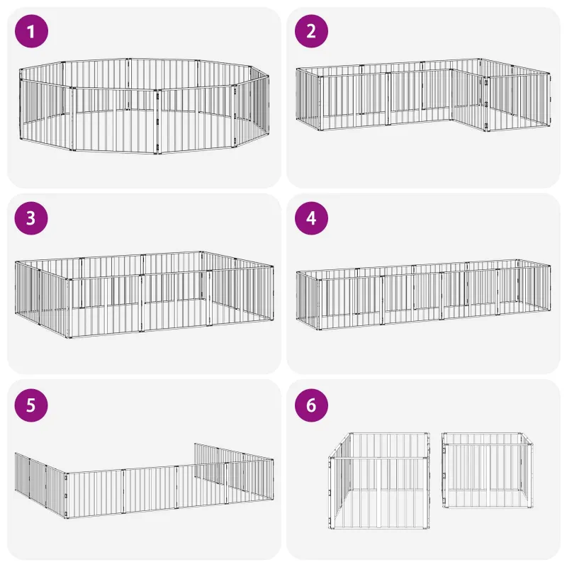 Šunų vartai 10 pcs Juodas 80 x 60 cm Cinkuota plienas
