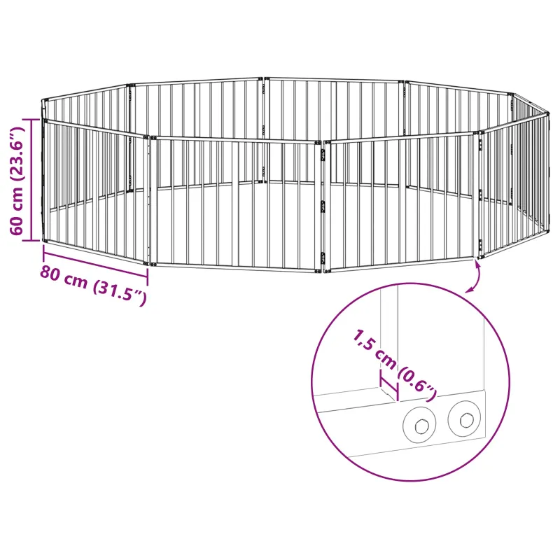 Šunų vartai 10 pcs Juodas 80 x 60 cm Cinkuota plienas
