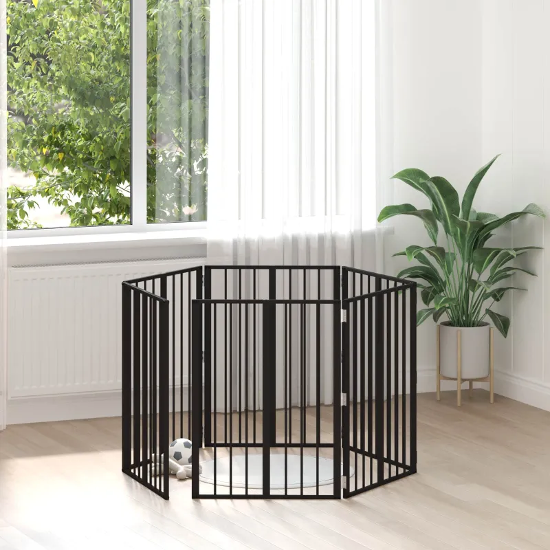 Šunų vartai 6 pcs Juodas 60 x 80 cm Cinkuota plienas