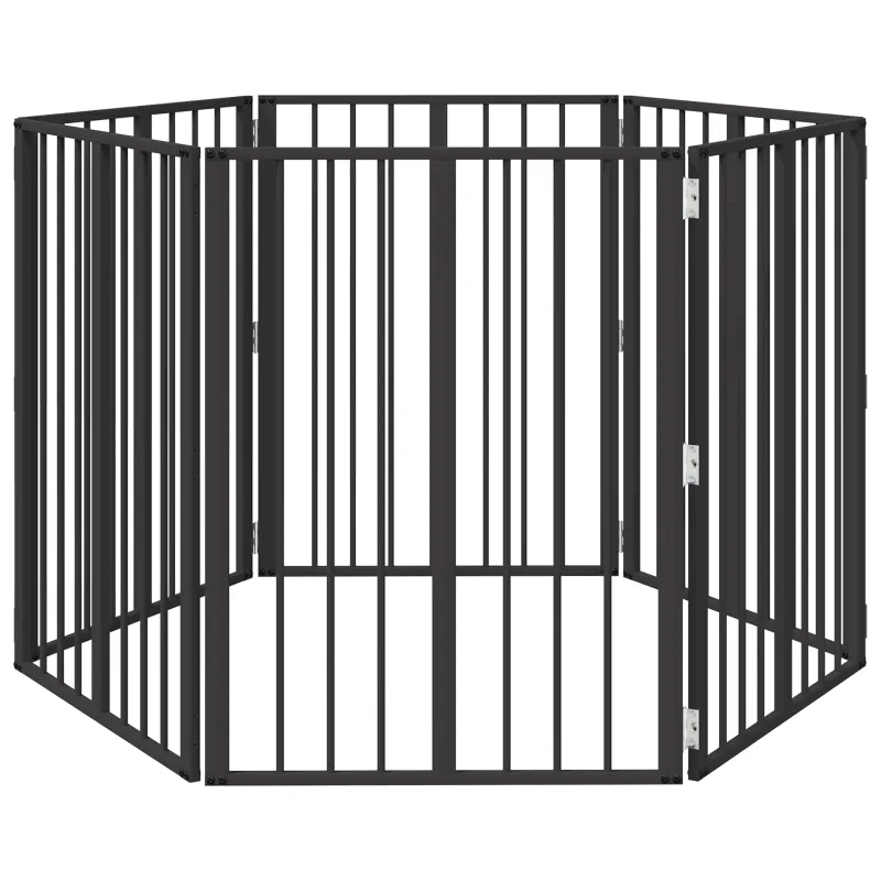 Šunų vartai 6 pcs Juodas 60 x 80 cm Cinkuota plienas