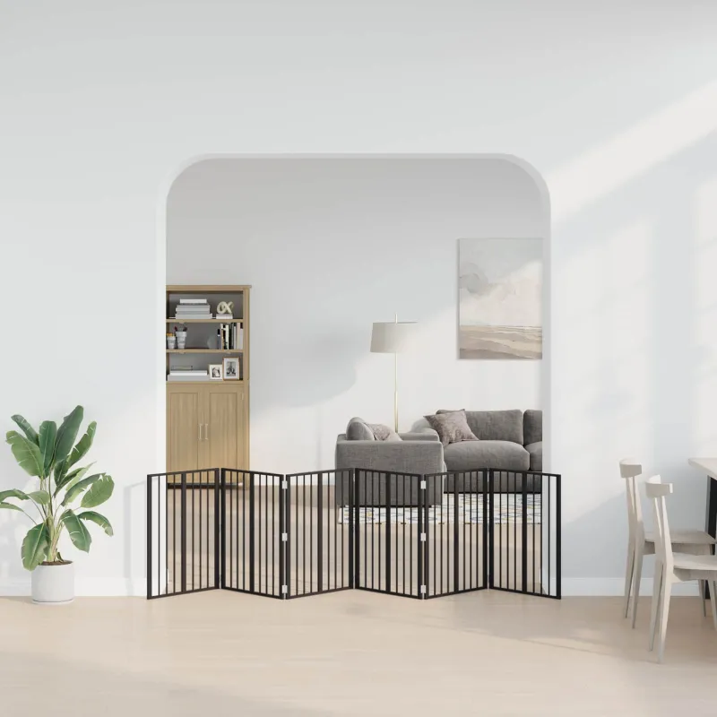 Šunų vartai 6 pcs Juodas 60 x 80 cm Cinkuota plienas