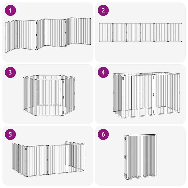 Šunų vartai 6 pcs Juodas 60 x 80 cm Cinkuota plienas