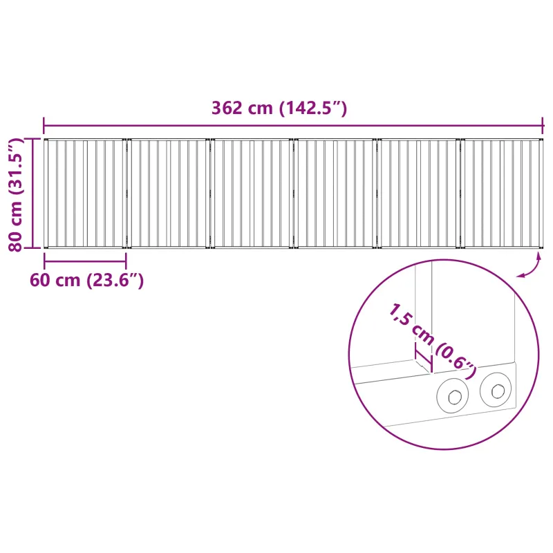 Šunų vartai 6 pcs Juodas 60 x 80 cm Cinkuota plienas