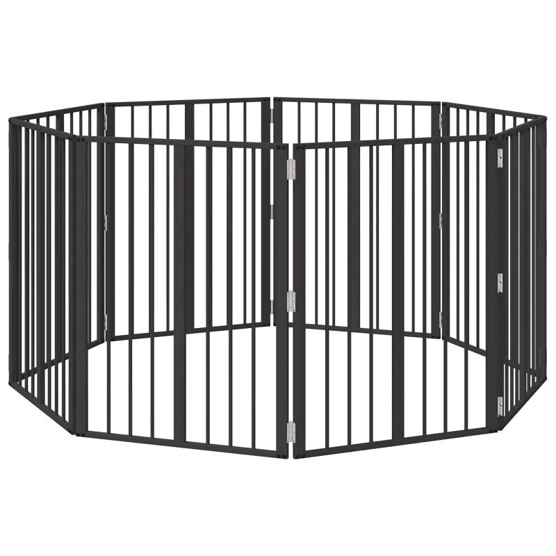 Šunų vartai 8 pcs Juodas 60 x 80 cm Cinkuota plienas