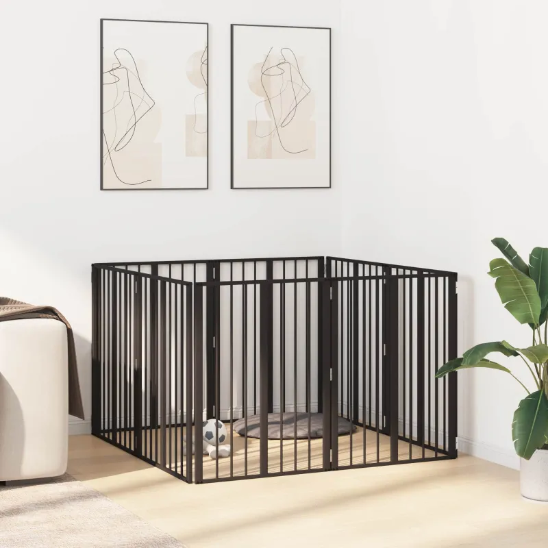Šunų vartai 8 pcs Juodas 60 x 80 cm Cinkuota plienas