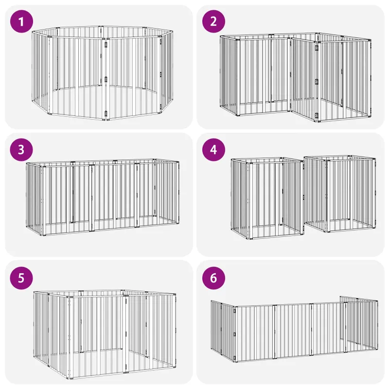Šunų vartai 8 pcs Juodas 60 x 80 cm Cinkuota plienas