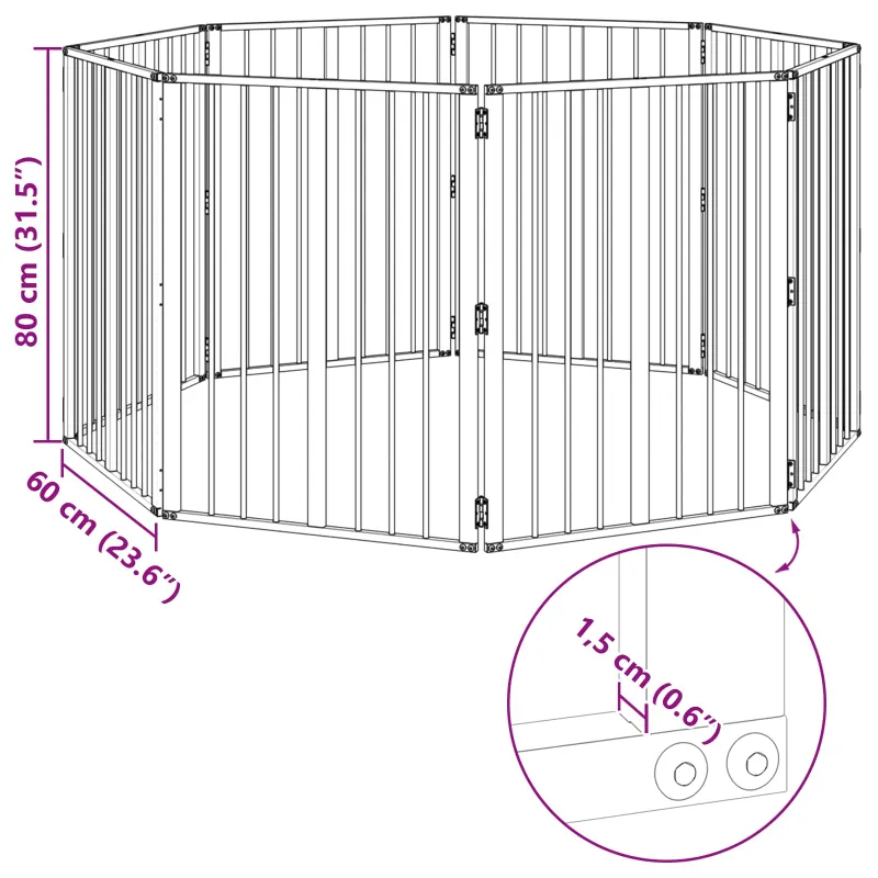 Šunų vartai 8 pcs Juodas 60 x 80 cm Cinkuota plienas