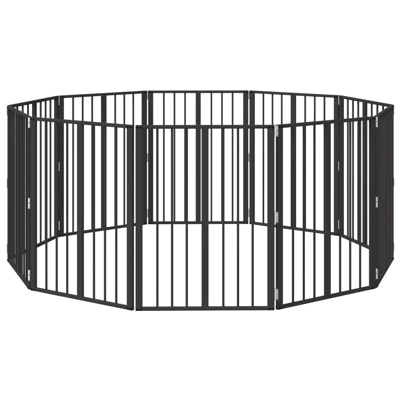 Šunų vartai 10 pcs Juodas 60 x 80 cm Cinkuota plienas