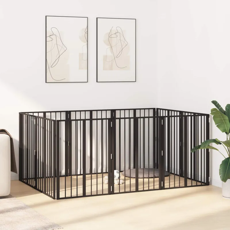 Šunų vartai 10 pcs Juodas 60 x 80 cm Cinkuota plienas