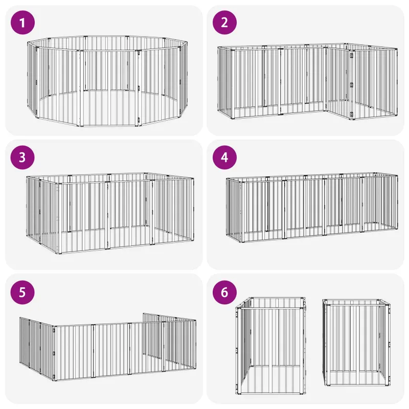Šunų vartai 10 pcs Juodas 60 x 80 cm Cinkuota plienas