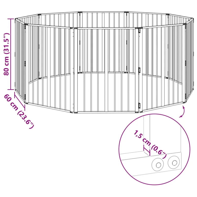 Šunų vartai 10 pcs Juodas 60 x 80 cm Cinkuota plienas
