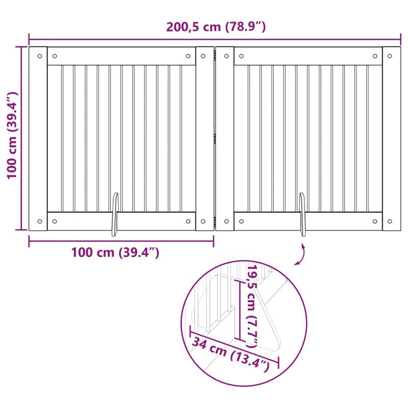 Šunų vartai su stovais 2 pcs Dūminio ąžuolo 100 x 100 cm